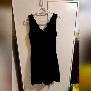 Deep Plum Velvet Joann Simon for Jump! Dress with Scalloped Neckline